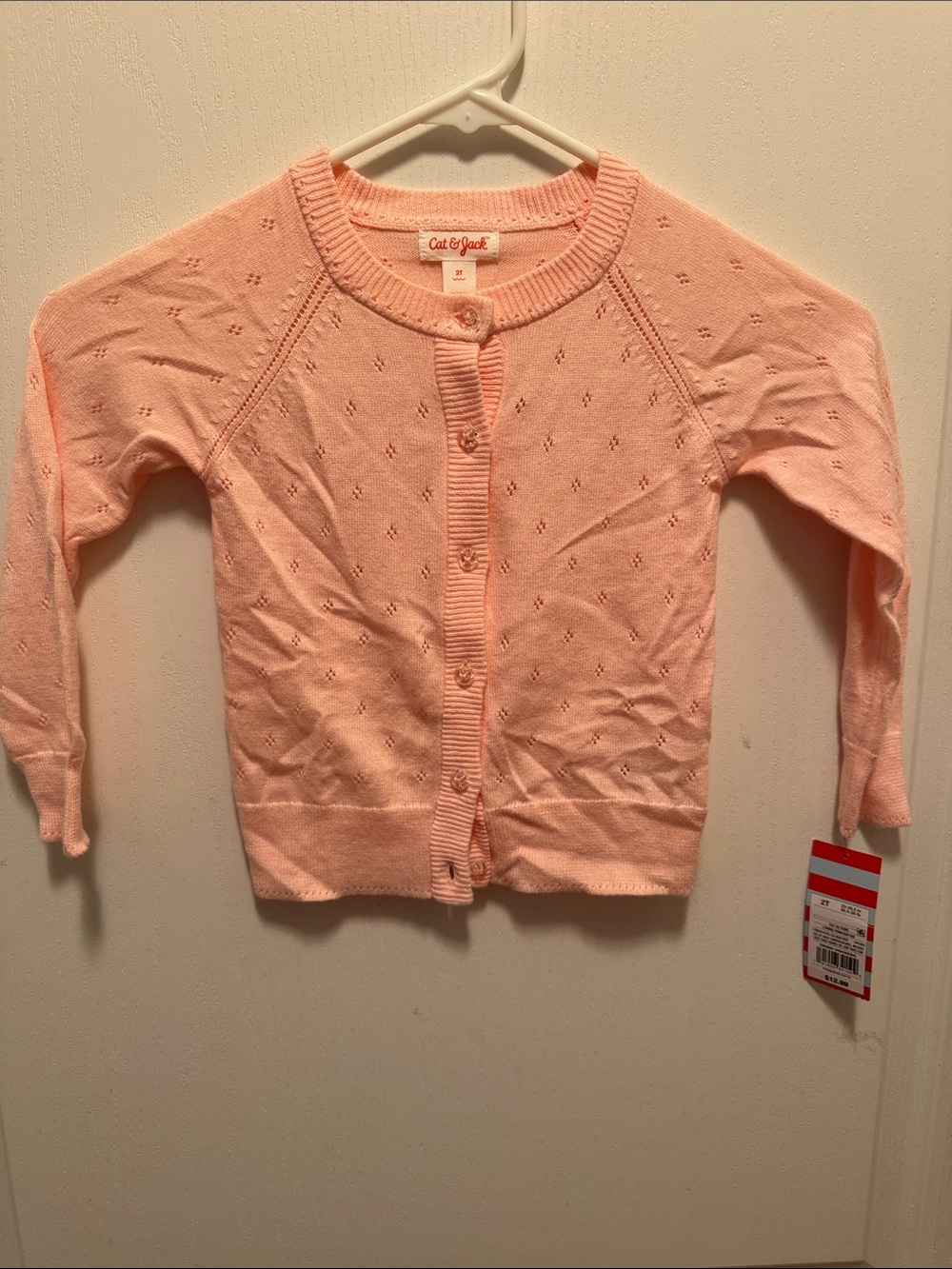 Cat & Jack Light Pink Button-Up Knit Cardigan